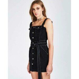 Ksubi Dress Black Wash Deejay Venom Rigid Denim 80s Style Designer Mini Size XS